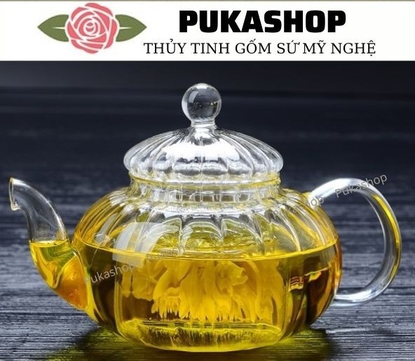 Ấm Thủy Tinh Vân Kẻ Bí Ngô Puka A3